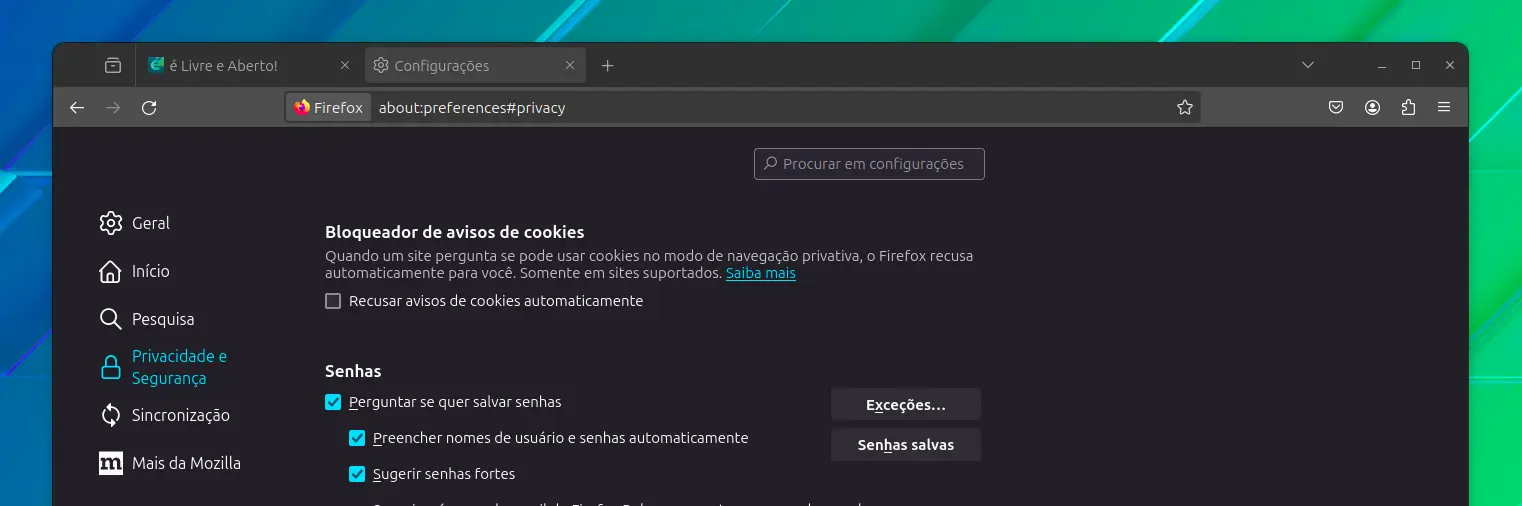 Cookie Banner Blocker no Firefox 124 beta
