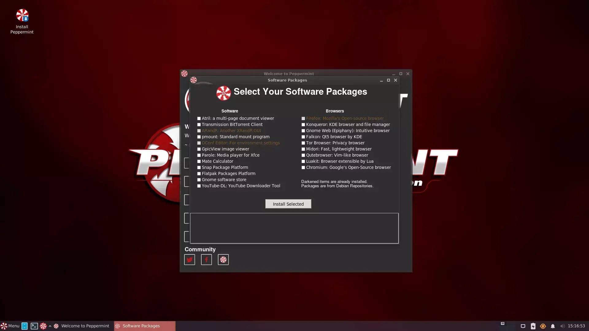Instalador de navegadores e outros softwares do Peppermint OS 11 Instalador de navegadores e outros softwares do Peppermint OS 11
