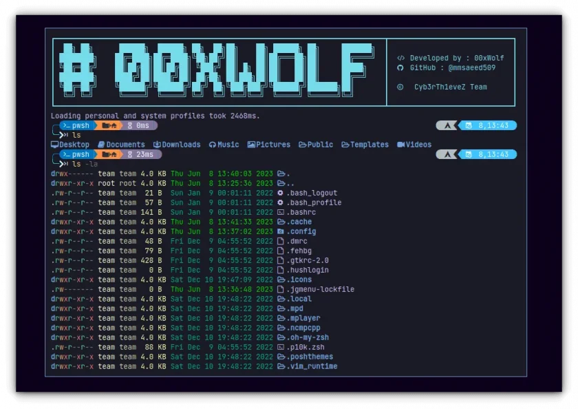 Uma captura de tela da integração do PowerShell no Exodia OS