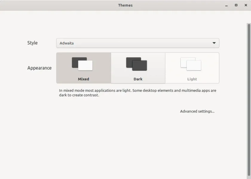 linux seleção de estilo menta