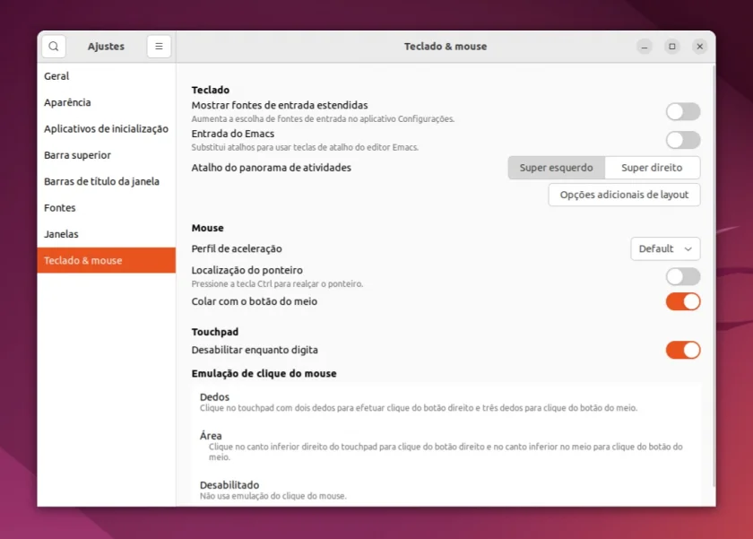 Ajustes GNOME no Ubuntu 22.04