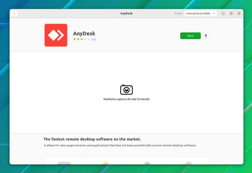AnyDesk instalado pelo Software Center no Ubuntu