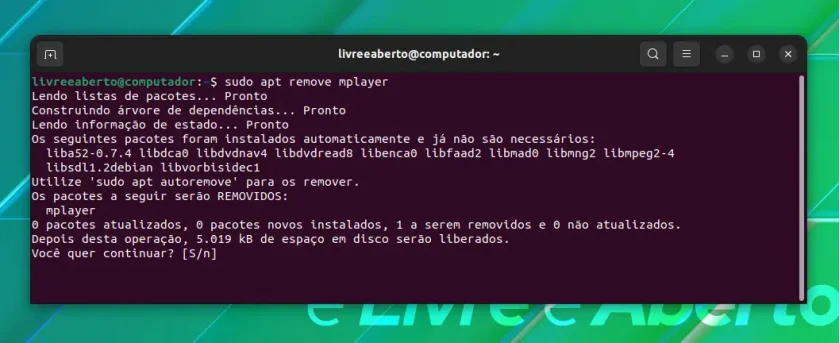 Remover um pacote Remover um pacote