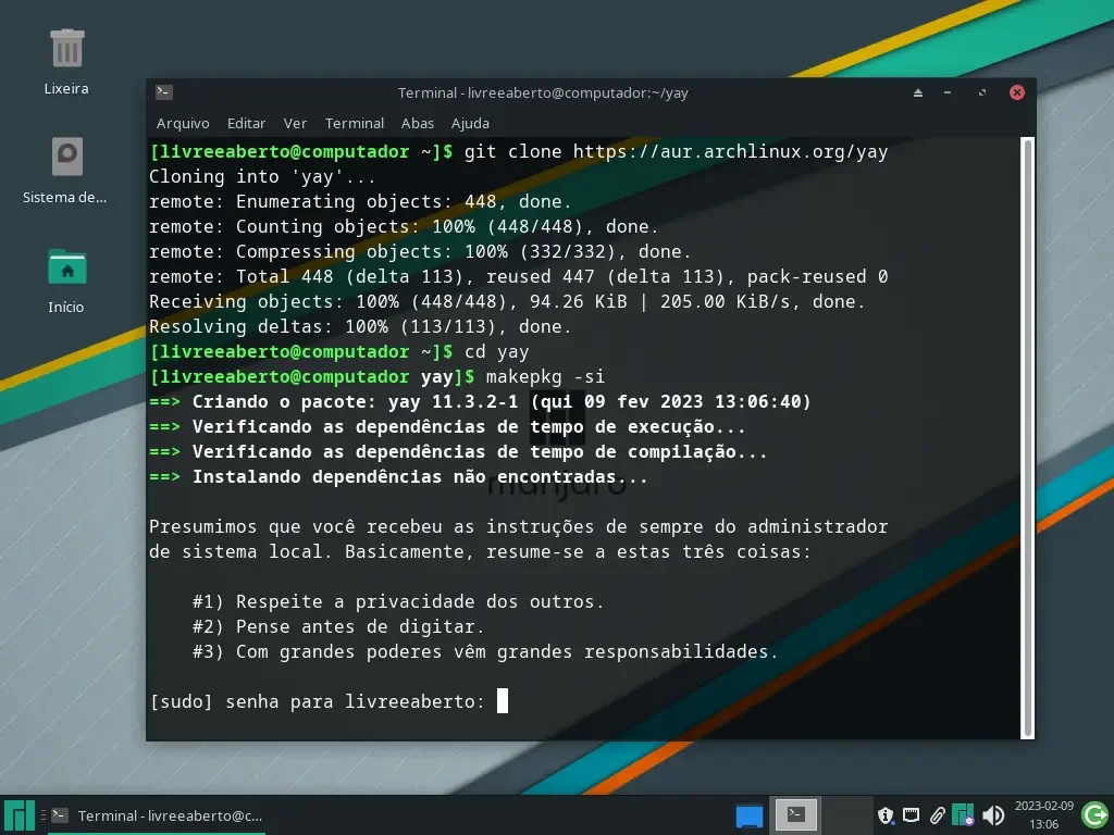 Instalando yay Instalando yay