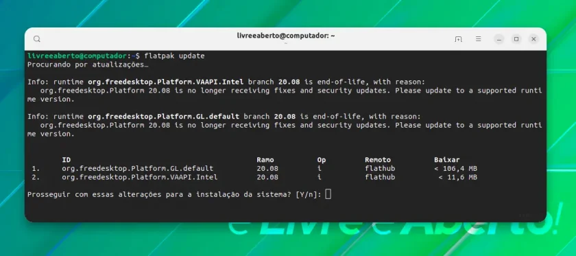 Atualizar aplicativos Flatpak Atualizar aplicativos Flatpak