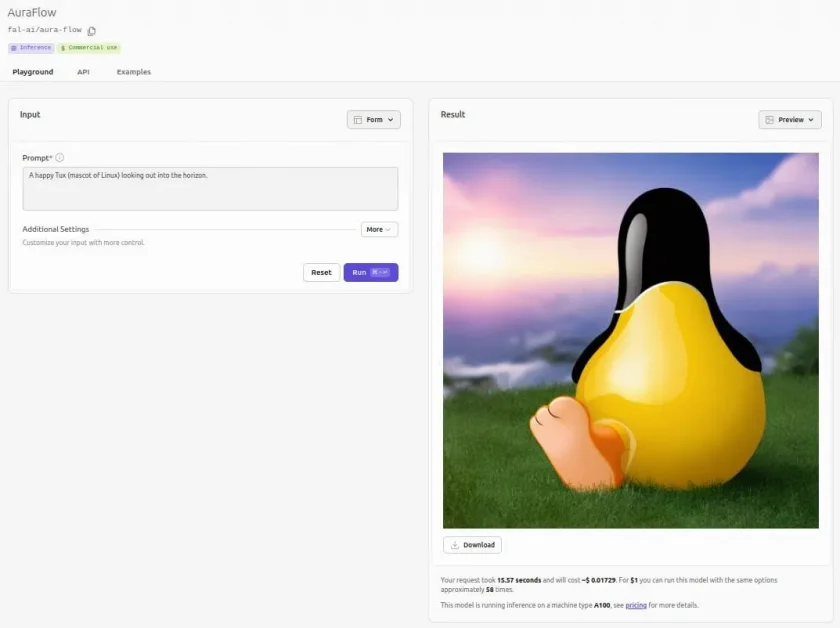 Uma captura de tela da demonstração online do Auraflow