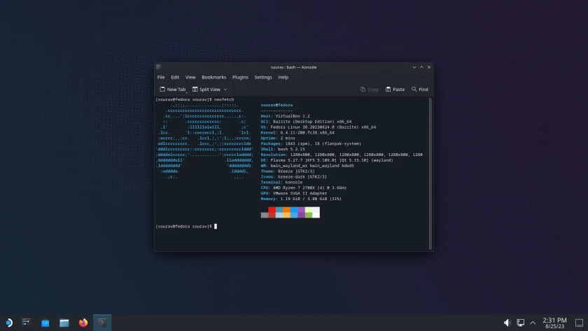 uma captura de tela da saída bazzite neofetch