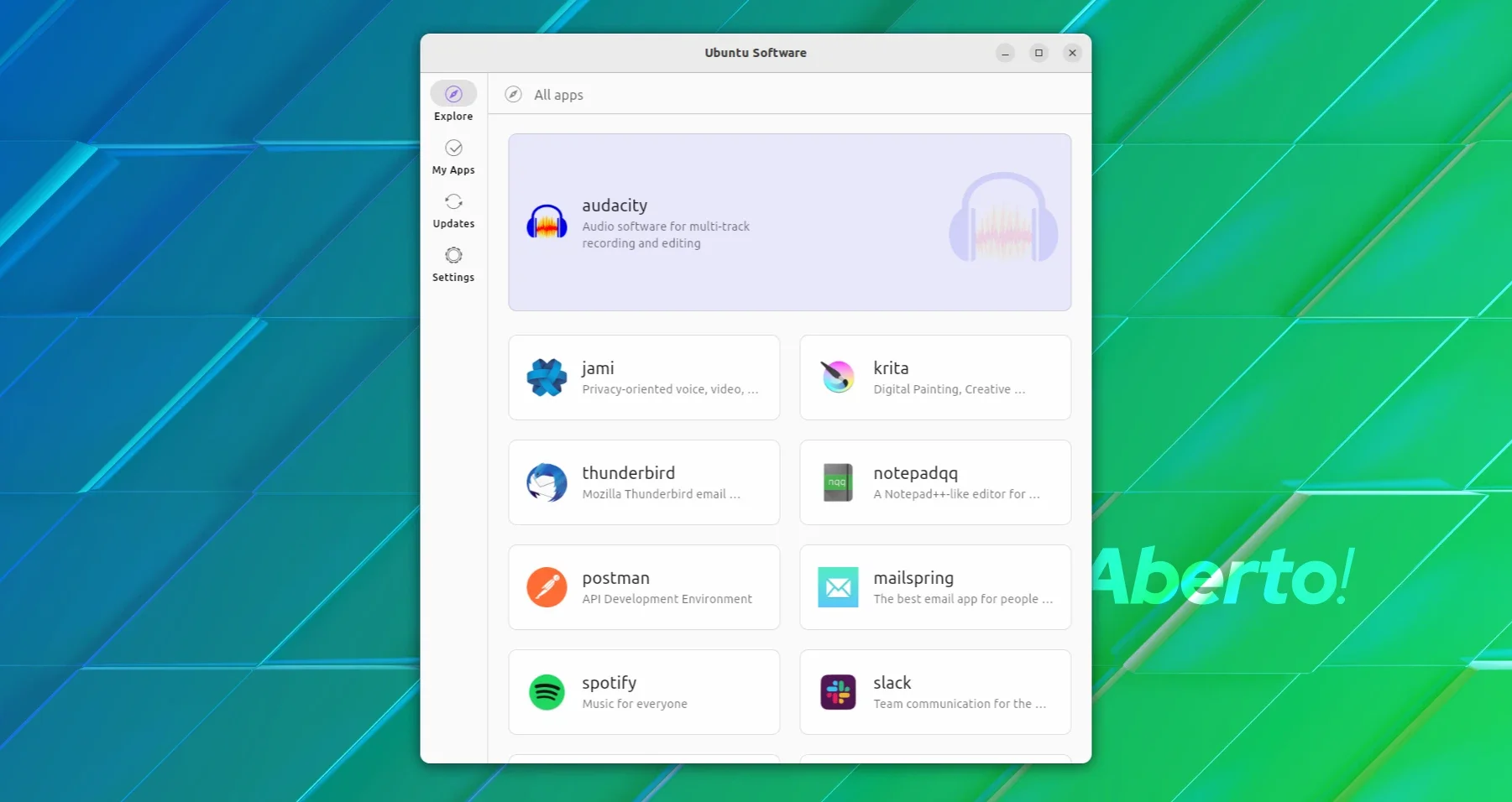 Centro de Software do Ubuntu feito em Flutter