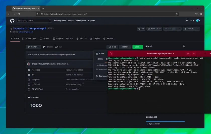 Clonando o repositório para o computador Clonando o repositório para o computador