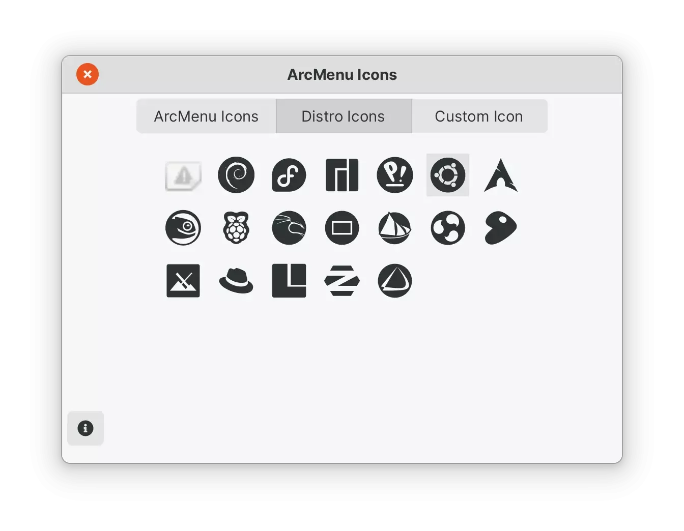 Configurações do ArcMenu