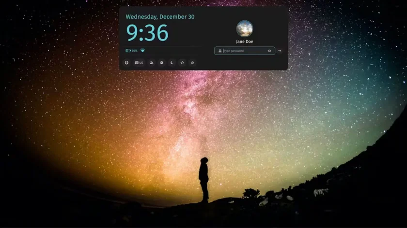 uma captura de tela da tela de bloqueio cósmico