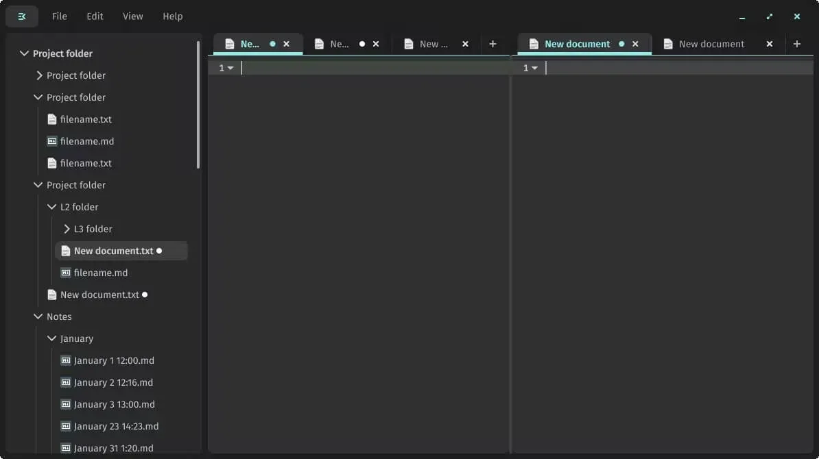 Uma renderização inicial do COSMIC TEXT Editor compartilhada pelo System76