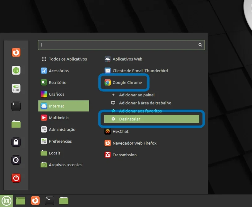 Desinstalando o Google Chrome no Linux Mint