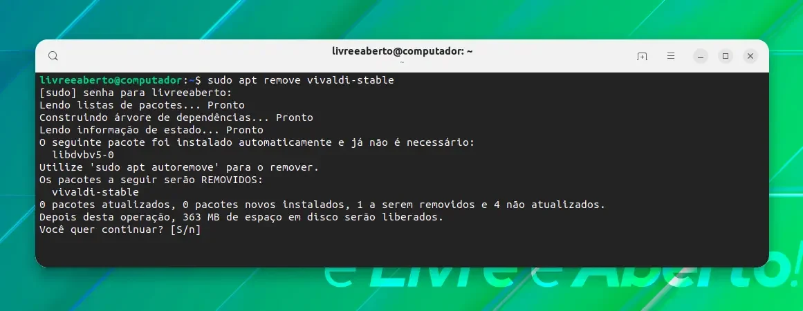 Removendo aplicativos instalados via arquivos deb usando o comando apt