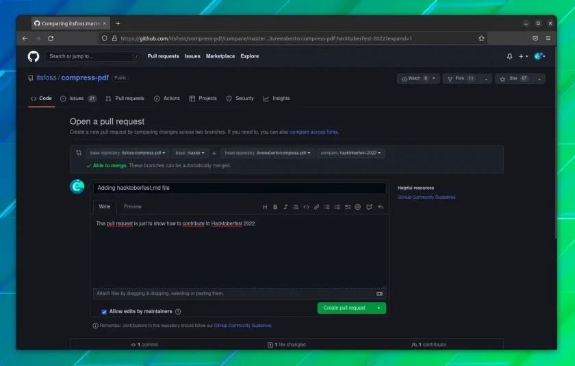Detalhes do pull request Detalhes do pull request