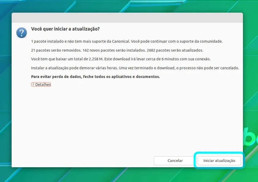 Diálogo sobre pacotes ao atualizar para Ubuntu 22.04 Diálogo sobre pacotes ao atualizar para Ubuntu 22.04