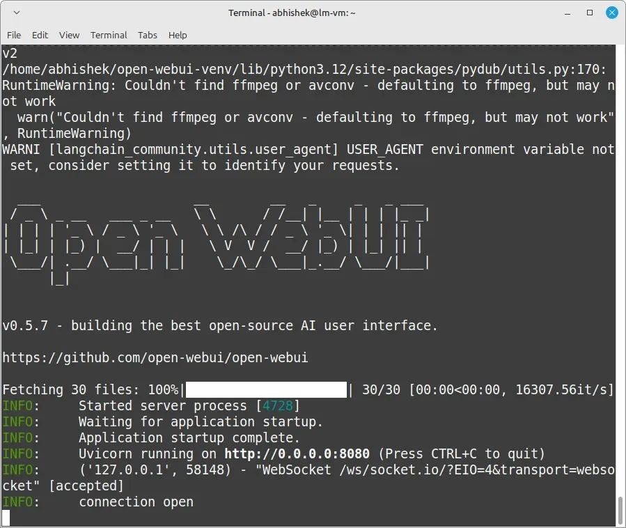 Open WebUI em execução no localhost