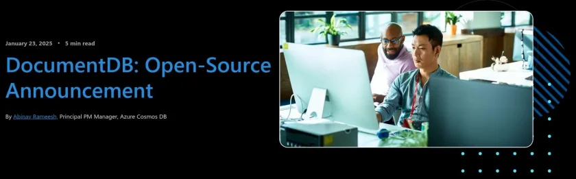 Captura de tela do anúncio do DocumentDB no site opensource.microsoft.com