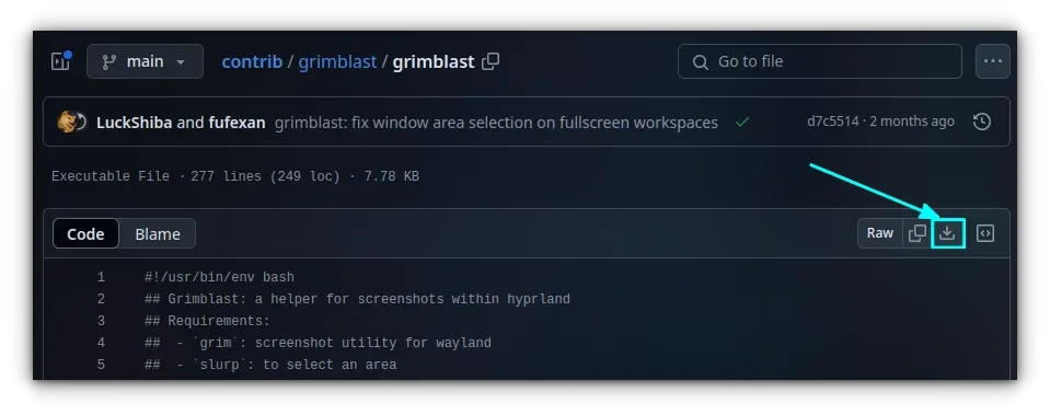 Baixe o arquivo de script Grimblast usando o botão de download.