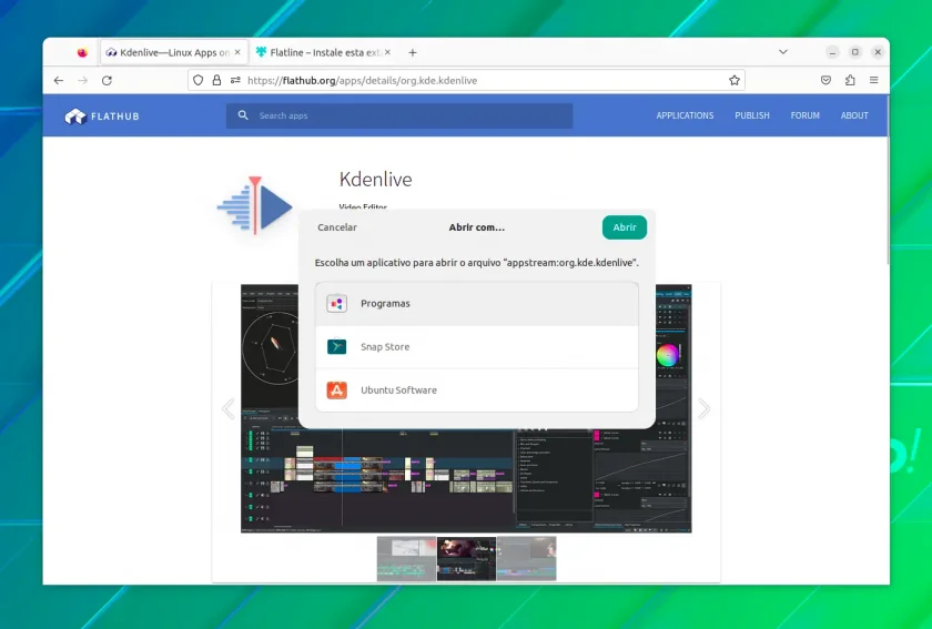 Você pode optar por instalar o pacote Flatpak no centro de software Você pode optar por instalar o pacote Flatpak no centro de software