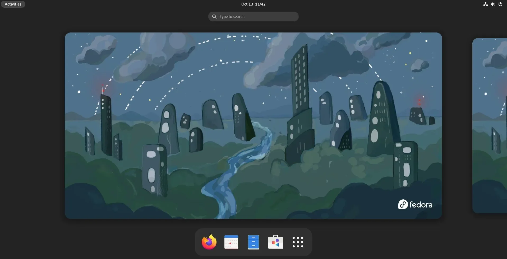 Captura de tela do Fedora Workstation