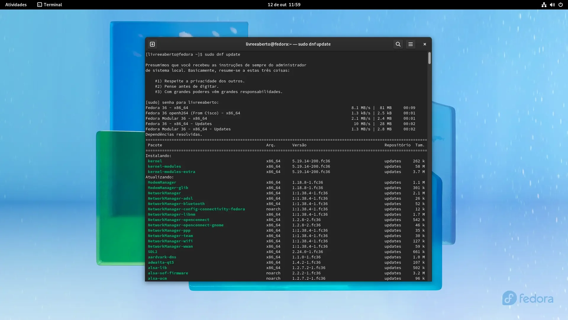 fedora_atualizando