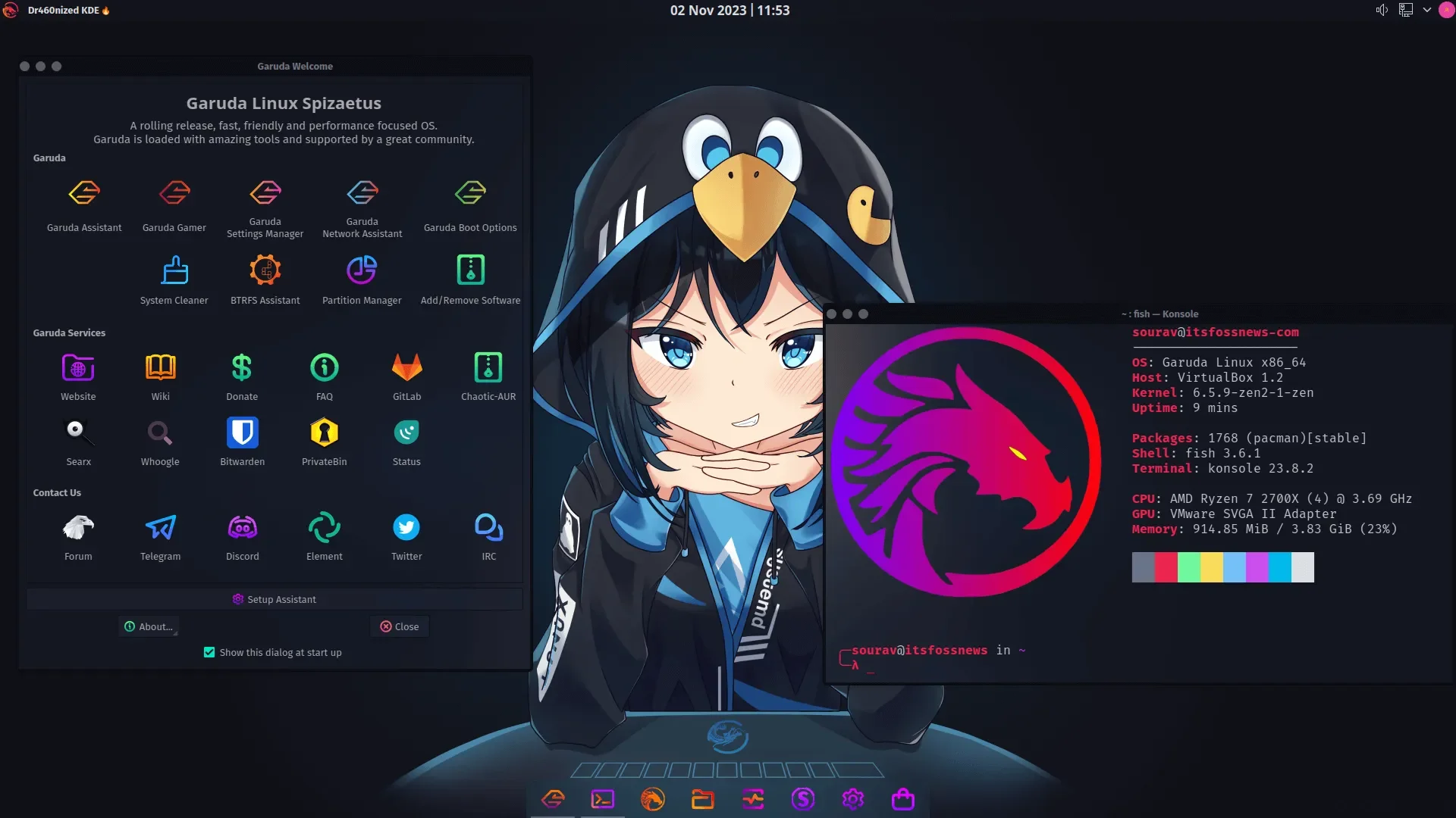 Garuda Linux Spizaetus Neofetch Saída