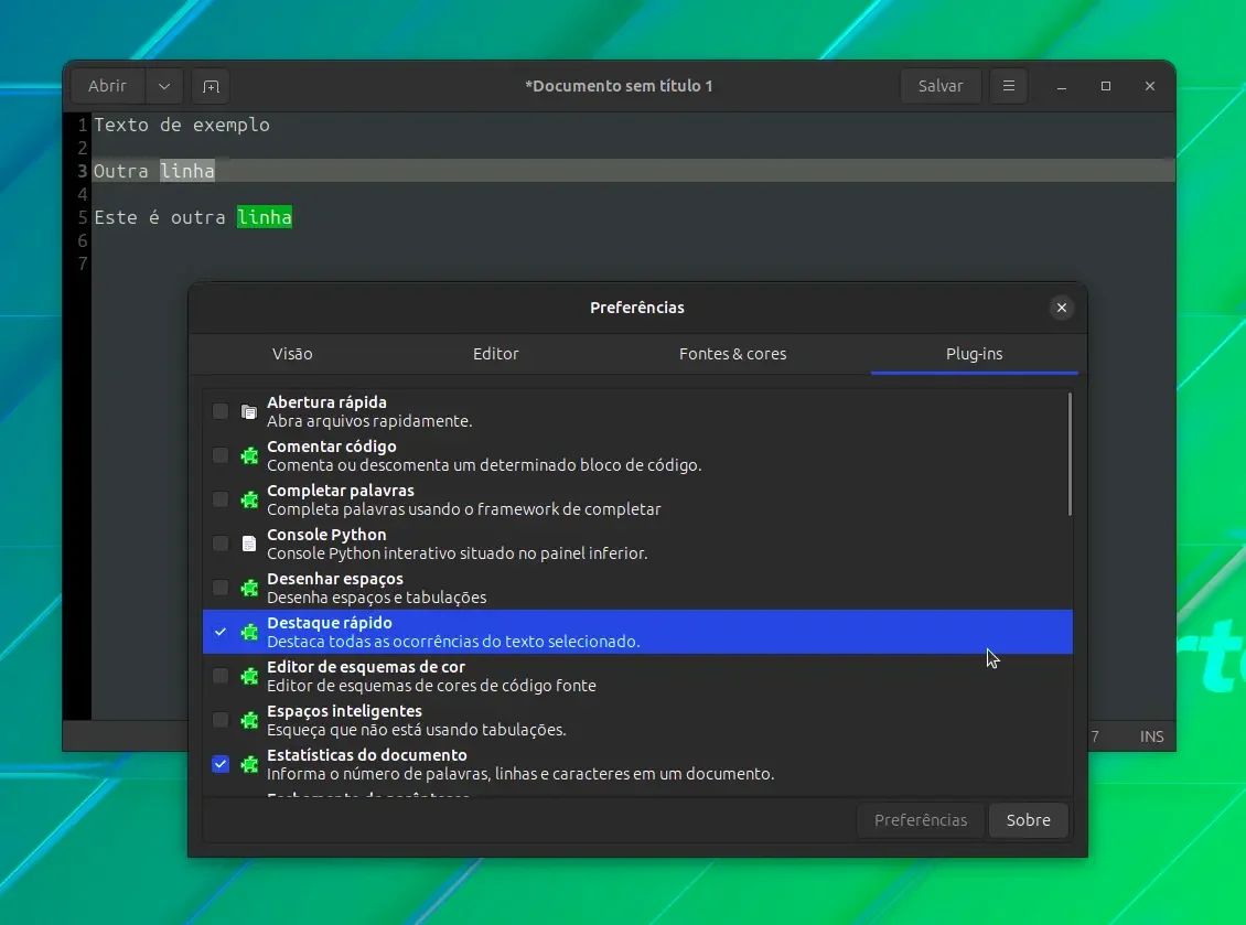 As palavras são realçadas automaticamente quando uma instância é selecionada As palavras são realçadas automaticamente quando uma instância é selecionada