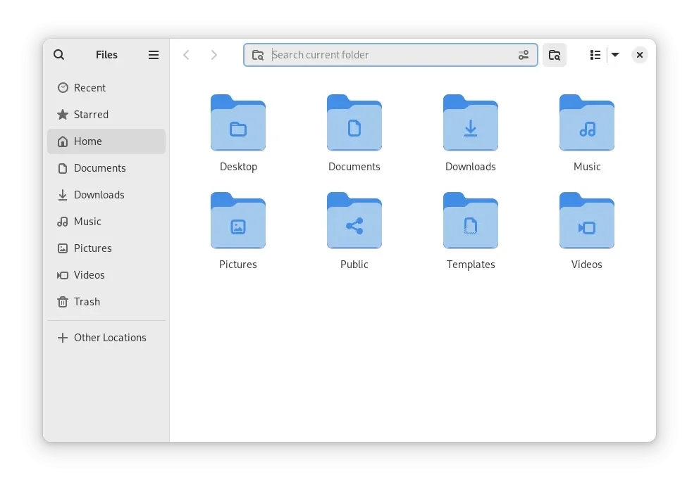 Botão de pesquisa mais antigo do GNOME 46 para captura de tela da pasta atual