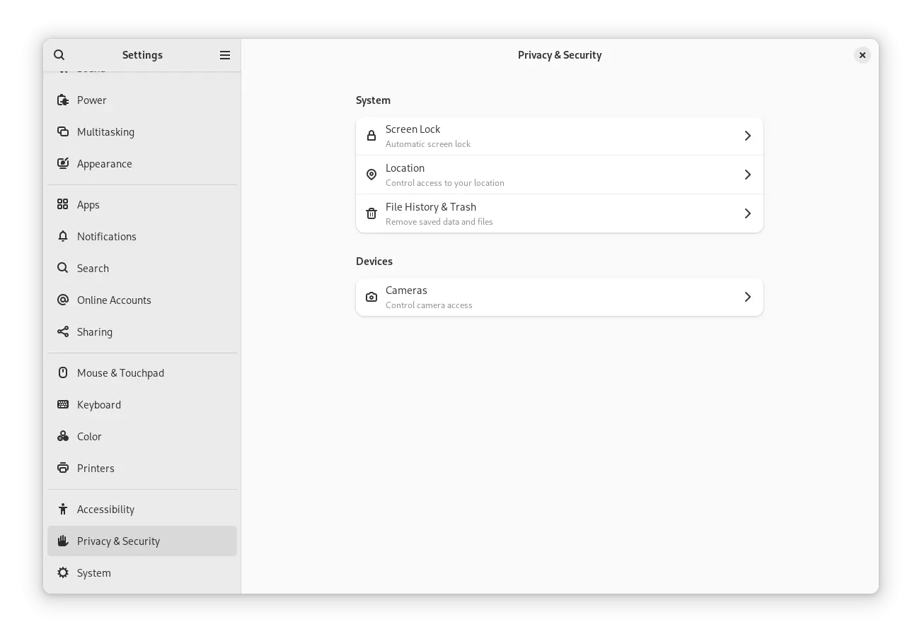 GNOME 46 Privacidade e Segurança