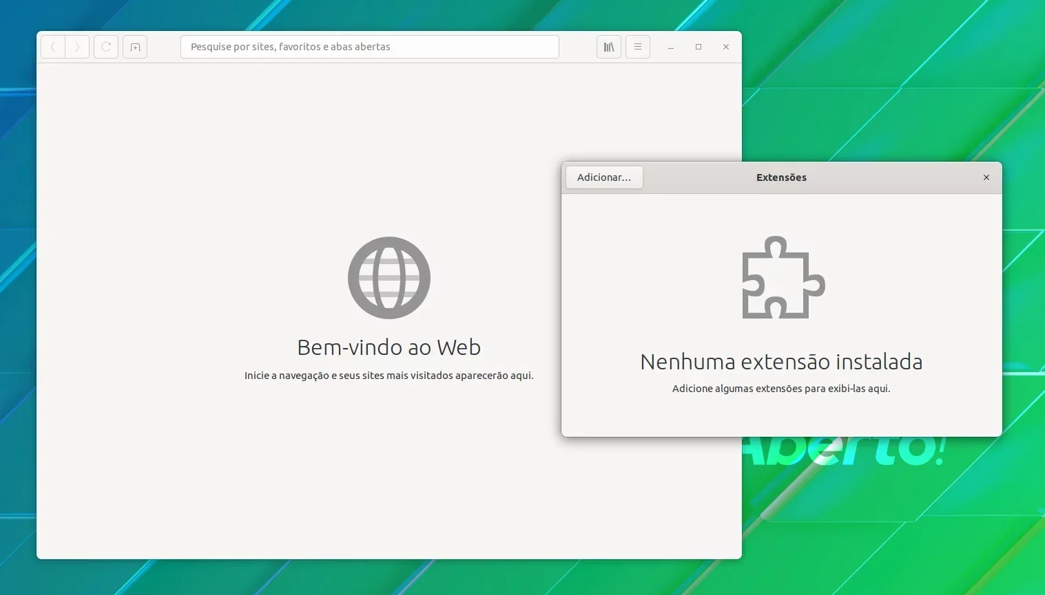 Extensões no GNOME Web Extensões no GNOME Web