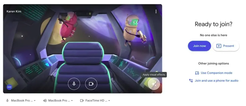 Captura de tela do Google Meet