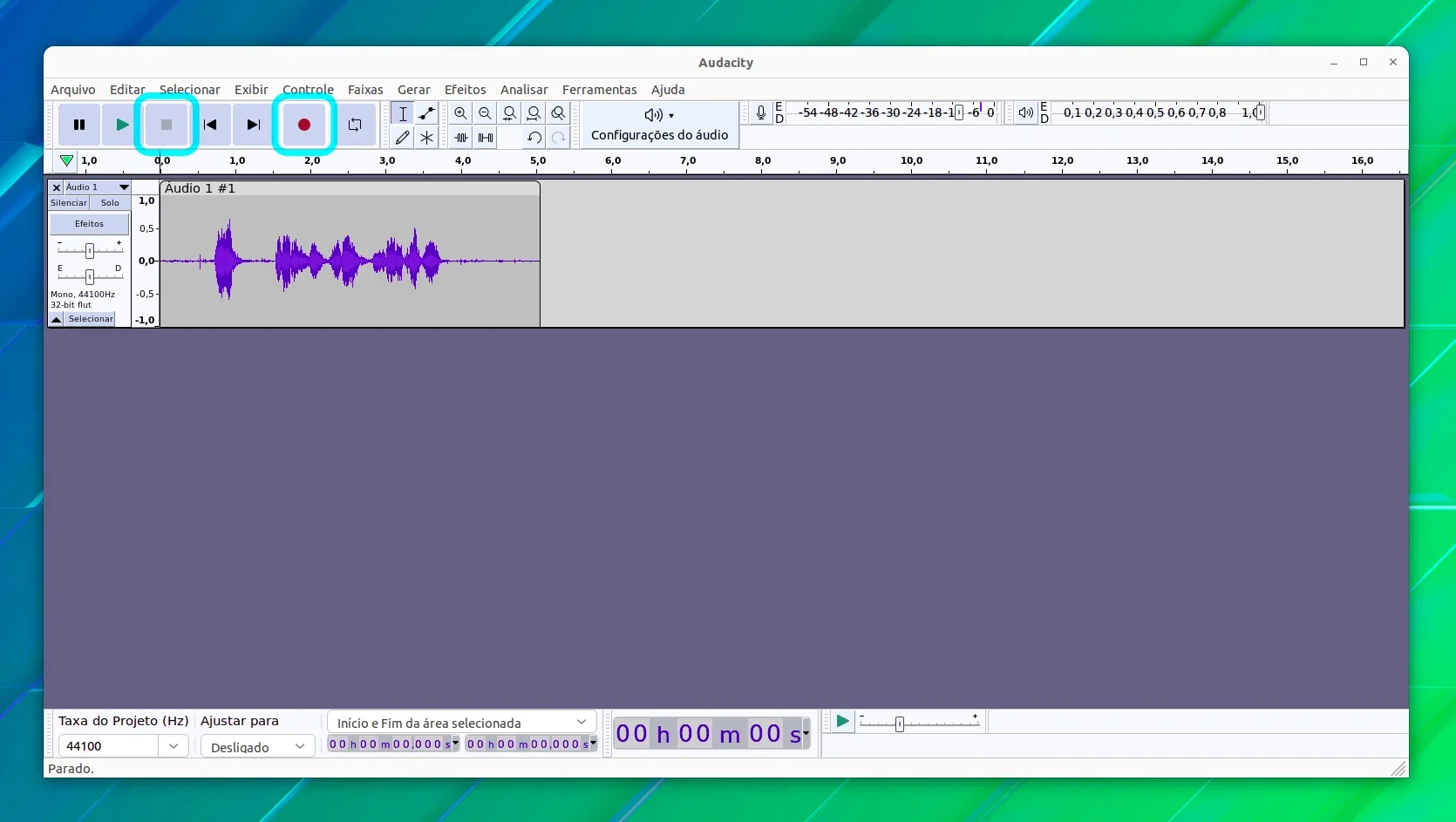 Gravando áudio no Audacity
