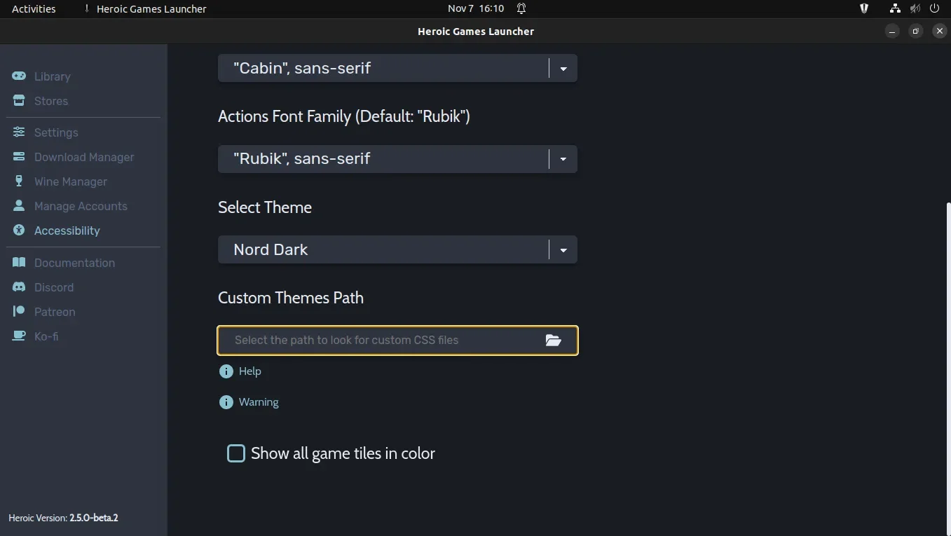 heroico suporte a temas personalizados 2.5.0
