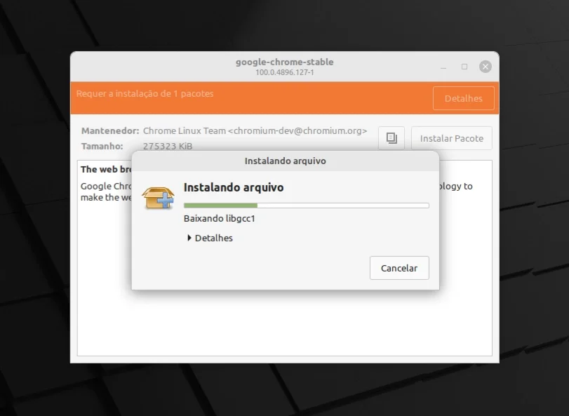 Instalando Google Chrome com o GDebi