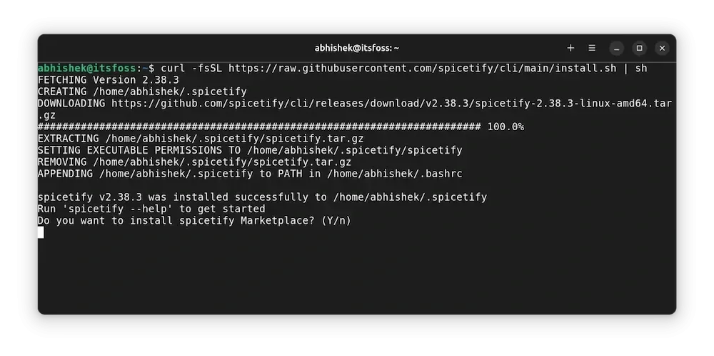 Instalando o Spicetify no Ubuntu
