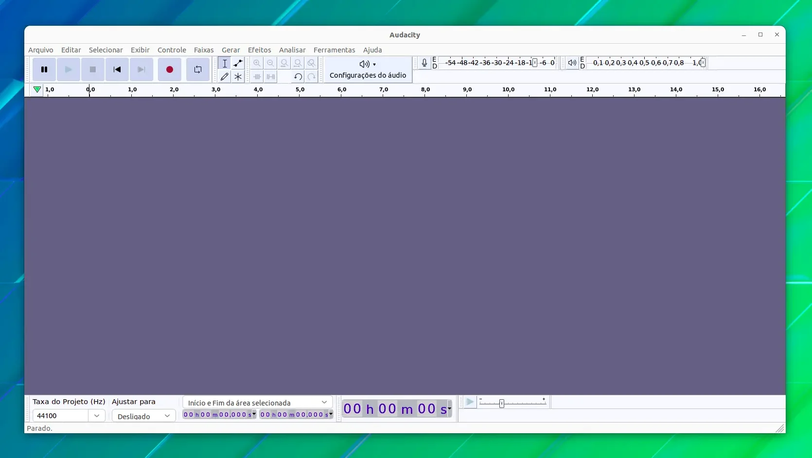 Interface do Audacity