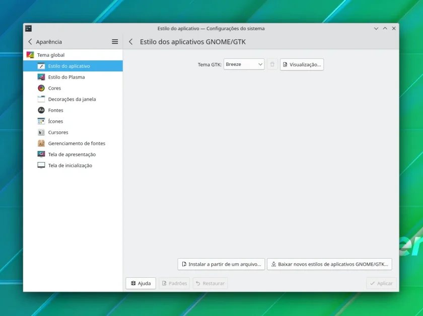 Defina o estilo do aplicativo GTK dentro das configurações do sistema Defina o estilo do aplicativo GTK dentro das configurações do sistema