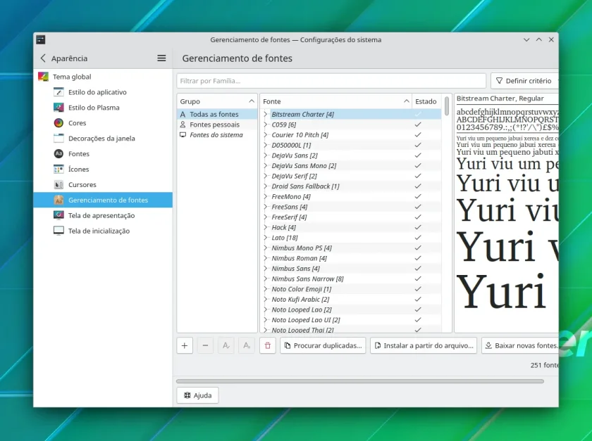 Alterar ou instalar fonte a partir das configurações do sistema Alterar ou instalar fonte a partir das configurações do sistema