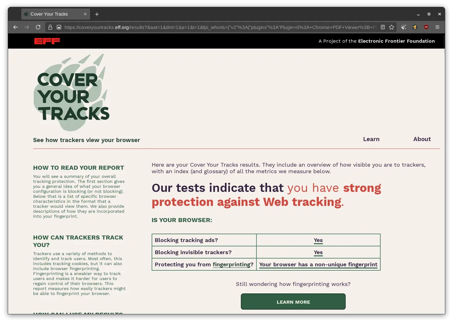 Comparação Firefox e Mullvad Browser