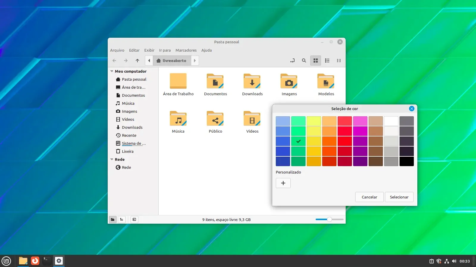 Selecione de cores com Zenity