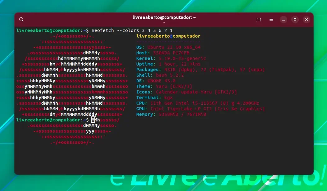 Seleção de esquema de cores personalizado Neofetch Seleção de esquema de cores personalizado Neofetch