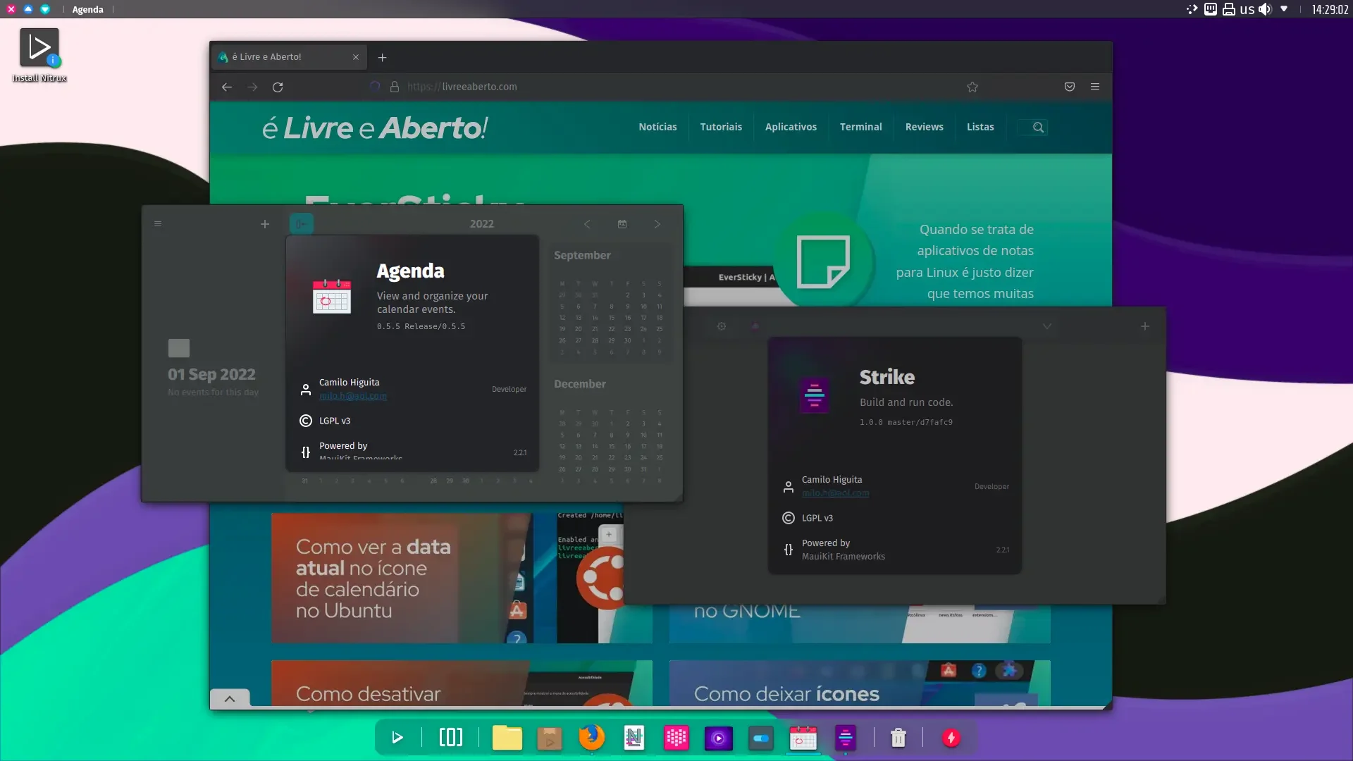 Nitrux 2.4 com Agenda e Strike abertos Nitrux 2.4 com Agenda e Strike abertos