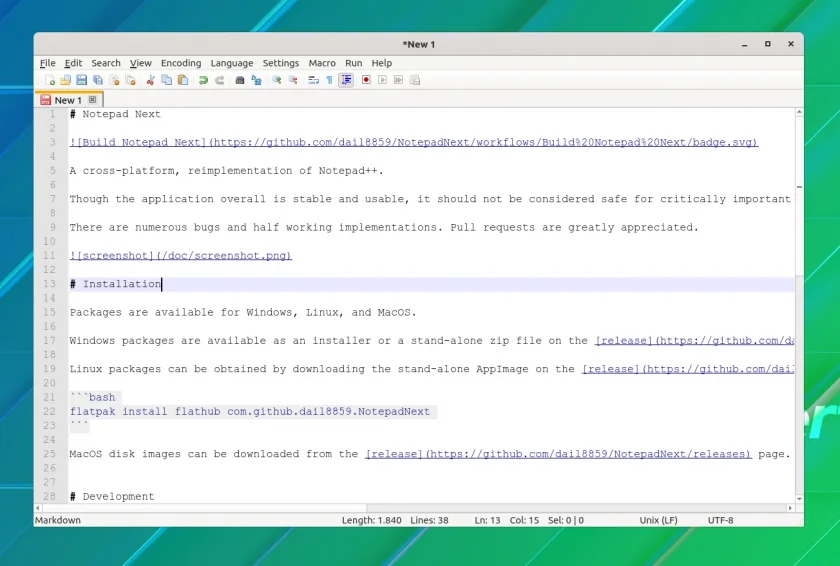 Notepad Next no Linux