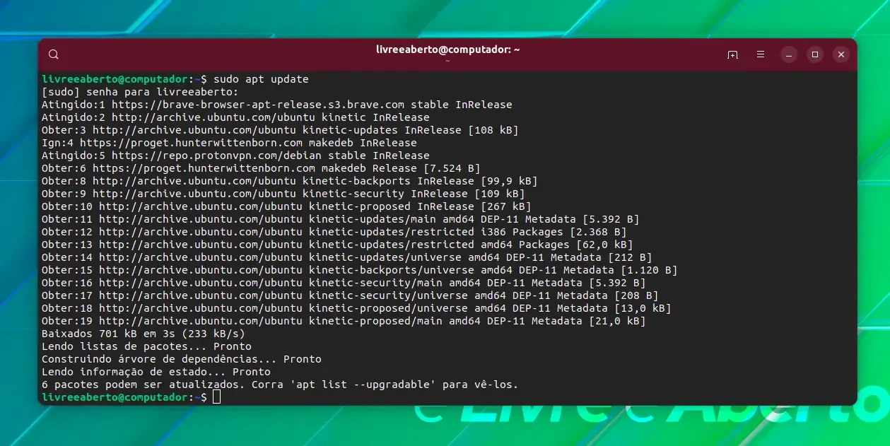 O comando apt mostra o número de pacotes atualizáveis na parte inferior da saída de comando de atualização apt O comando apt mostra o número de pacotes atualizáveis na parte inferior da saída de comando de atualização apt