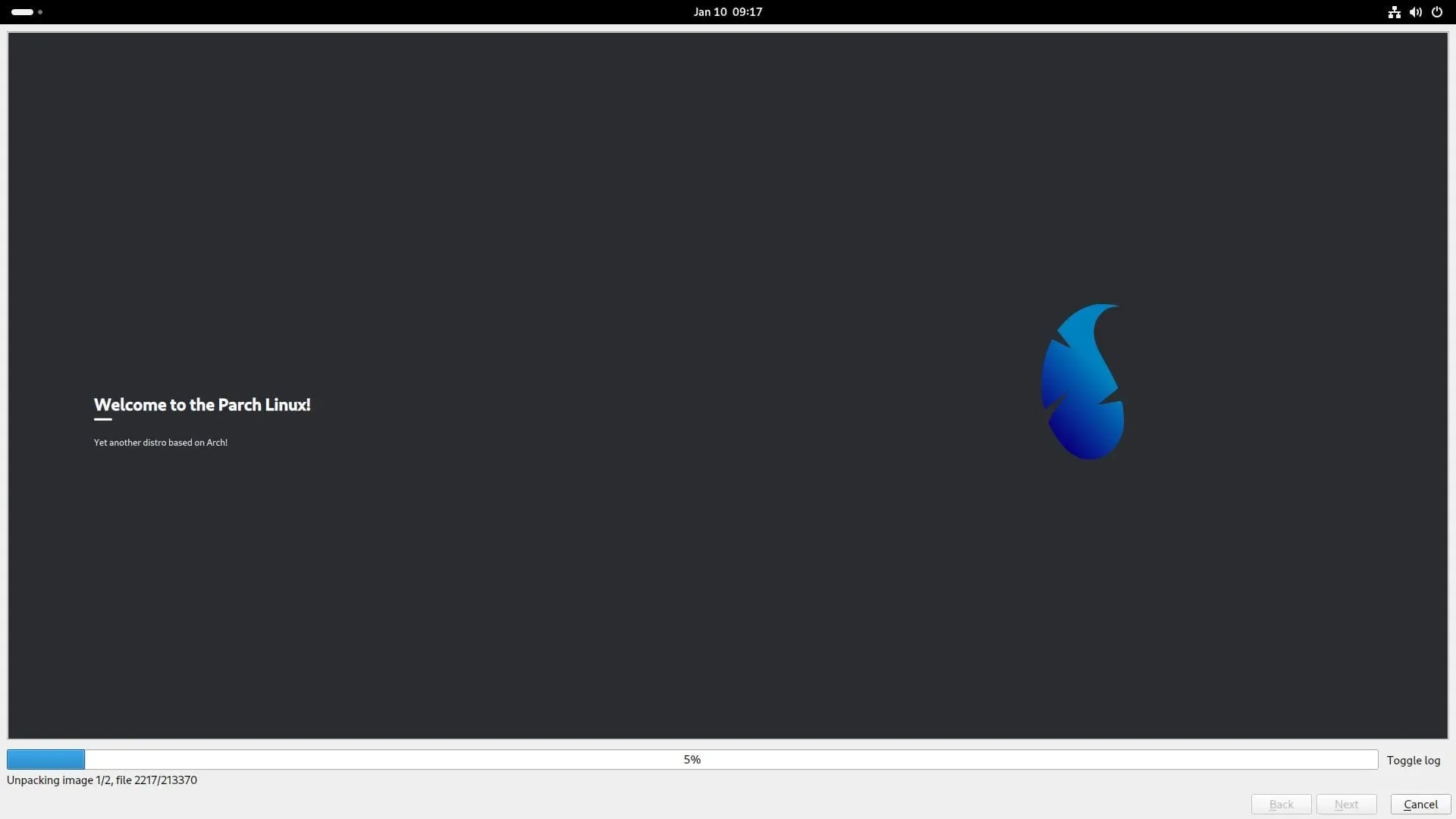 uma captura de tela do instalador parch linux calamares