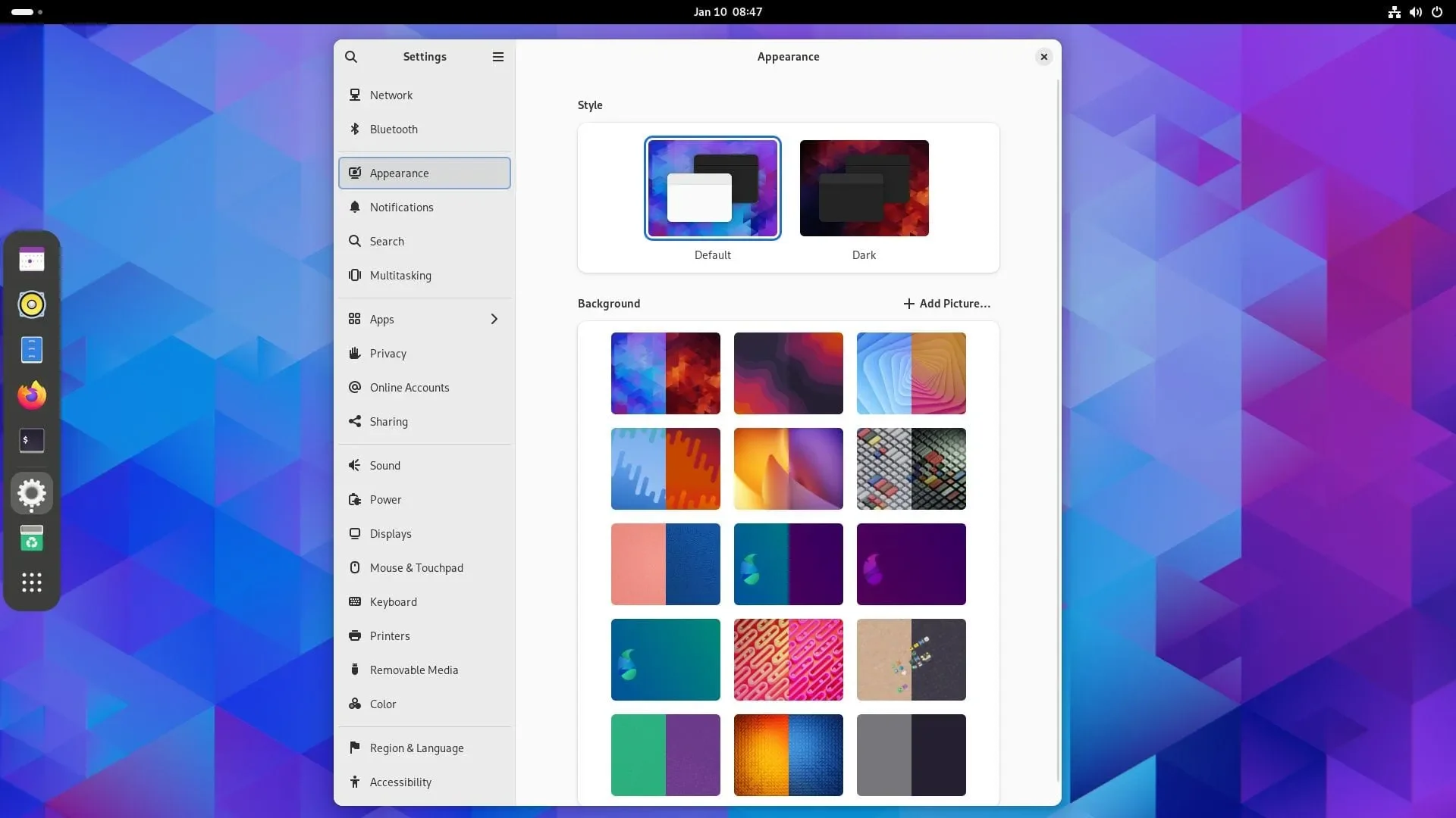 uma captura de tela de papéis de parede parch linux