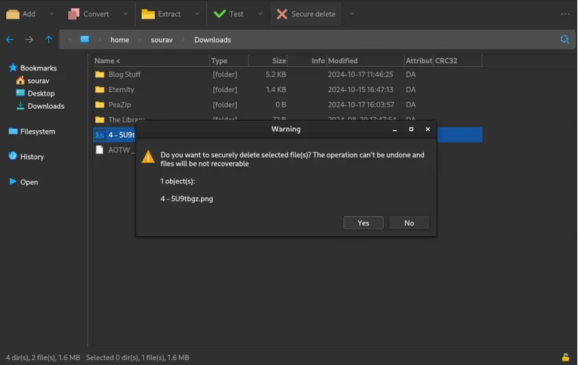 Secure Delete em ação
