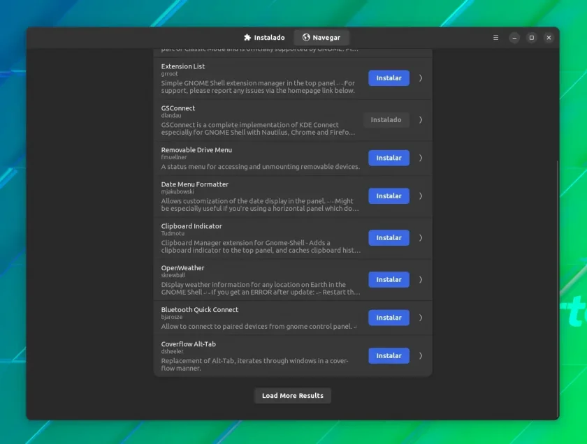 Procurando por extensões no Extension Manager
