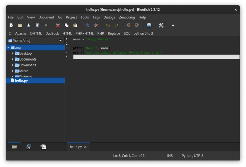 python-ide-bluefish python-ide-bluefish